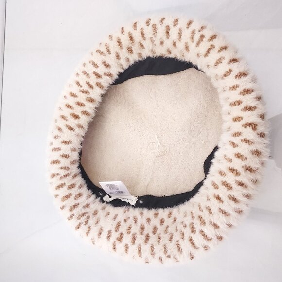 Anthropologie Textured Beret Hat French Motif One Size Adjustable Cream - Picture 6 of 7